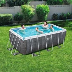 Piscine Tubulaire Bestway 4,12m X 2,01m X 1,22m Filtre Cartouche Imitation Tressée