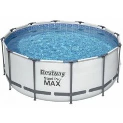 BESTWAY Piscine Tubulaire Ronde Grise Steel Pro Max Ø3.66 X H.1.22 M