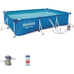 Piscine Hors-sol Tubulaire Pour Enfants Bestway Deluxe Splash Frame Pool 300x201x66 Cm Filtre à Cartouche De 1.249 Litres/heure