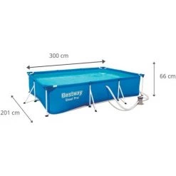 Piscine Hors-sol Tubulaire Pour Enfants Bestway Deluxe Splash Frame Pool 300x201x66 Cm Filtre à Cartouche De 1.249 Litres/heure -BESTWAY Soldes Boutique 12210807 4