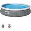 Piscine Hors Sol Ronde Fast Set Bestway - Décor Rotin Gris - Diamètre 396 Cm - Hauteur 84 Cm -BESTWAY Soldes Boutique 18336740 1