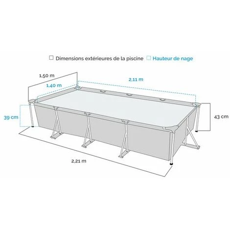 Piscine Tubulaire Bestway Rectangulaire Steel Pro 2,21 X 1,50 X 0,43 M 4 Piscine Tubulaire Bestway Rectangulaire Steel Pro 2,21 X 1,50 X 0,43 M â Image 2