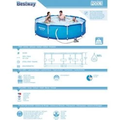 BESTWAY Piscine “Steel Pro™” Avec Pompe De Filtration Frame Set Ø305x76cm 11 BESTWAY Piscine “Steel Pro™” Avec Pompe De Filtration Frame Set Ø305x76cm -BESTWAY Soldes Boutique 18473401 5