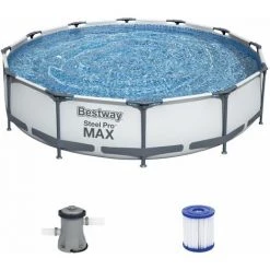 BESTWAY Bestwax Piscine Tubulaire Steel Pro MAX 366 X 76 Cm Pompe Et Cartouche De Filtration -BESTWAY Soldes Boutique 18599241 3