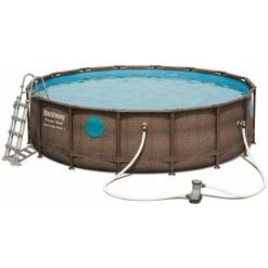 BESTWAY Piscine Tubulaire Hors Sol Power Steel Swim Vista Ronde 488 Cm - Brown