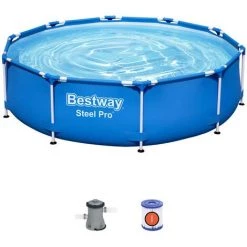 Piscine Tubulaire BESTWAY - Connemara Ø3,05m Bleue - Piscine Ronde Ø3,05m Avec Pompe De Filtration, Piscine Hors Sol, Armature Acier - Bleu