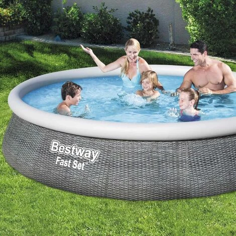 BESTWAY Piscine Gonflable Hors Sol Aral Imitation Rotin. Ronde 396x84cm Avec Pompe De Filtration. Filtre à Cartouche Et Cartouche Filtrante - Aspect Rotin 4 BESTWAY Piscine Gonflable Hors Sol Aral Imitation Rotin. Ronde 396x84cm Avec Pompe De Filtration. Filtre à Cartouche Et Cartouche Filtrante - Aspect Rotin â Image 2