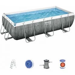 Piscine Hors-sol Tubulaire Bestway Power Steel Ratán 404x201x100 Cm Épurateur à Cartouche De 2 006 L/H Échelle