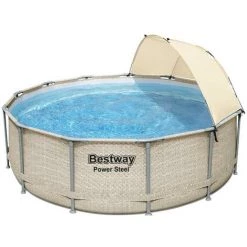 Kit Piscine Tubulaire Bestway POWER STEEL FRAME POOL Ronde Ø396 X 107cm Avec Auvent