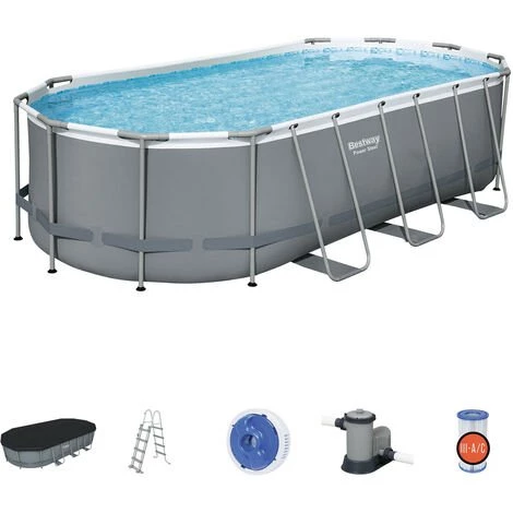 Piscine Hors-sol Tubulaire Bestway Power Steel Oval 549x274x122 Cm Épurateur à Cartouche De 5 678 L/H Bâche Et Échelle 3 Piscine Hors-sol Tubulaire Bestway Power Steel Oval 549x274x122 Cm Épurateur à Cartouche De 5 678 L/H Bâche Et Échelle