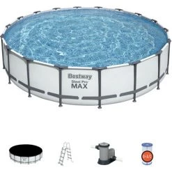 Piscine Hors-sol Tubulaire Bestway Steel Pro Max 549x122 Cm Épurateur à Cartouche De 5 678 L/H Bâche Et Échelle
