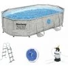 Piscine Tubulaire BESTWAY - Aventurine Pierre- Imitation Pierre Grise, Piscine Ovale 5x3m Avec Pompe De Filtration à Sable, Hublots, échelle Et Bâche De Protection - Gris -BESTWAY Soldes Boutique 43704901 1