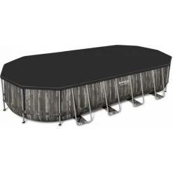 Kit Piscine Géante Complet BESTWAY – Spinelle – Piscine Ovale Tubulaire 6x3 M Motif Aspect Bois. Pompe De Filtration. échelle. Bâche De Protection. Diffuseur ChemConnect 7x3 M -BESTWAY Soldes Boutique 43704905 3