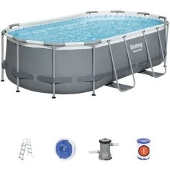 Piscine Hors-sol Tubulaire Bestway Power Steel Oval 427x250x100 Cm Épurateur à Cartouche De 2 006 L/H