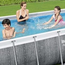 Piscine Tubulaire Hors Sol - Vostok - Bestway. Motif Rotin Gris. Rectangulaire 4x2m Avec Pompe. Filtre à Cartouche. Diffuseur Et échelle 4x2 M -BESTWAY Soldes Boutique 50883884 3