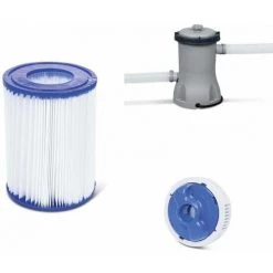 Piscine Tubulaire Hors Sol - Vostok - Bestway. Motif Rotin Gris. Rectangulaire 4x2m Avec Pompe. Filtre à Cartouche. Diffuseur Et échelle 4x2 M -BESTWAY Soldes Boutique 50883884 4