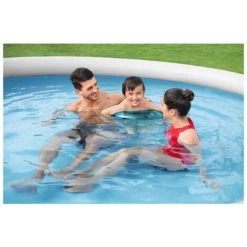 Pack BESTWAY Piscine Auto-portante Ronde - Fast Set - 366 X 76 Cm - Motif Rotin - Tapis De Sol - 366 X 366 Cm - Gris -BESTWAY Soldes Boutique 52053656 4