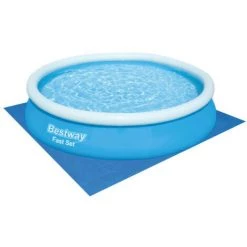Pack BESTWAY Piscine Auto-portante Ronde - Fast Set - 366 X 76 Cm - Tapis De Sol - 366 X 366 - Gris