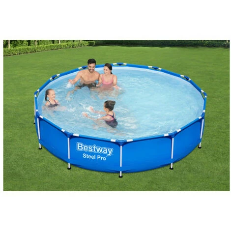 Pack BESTWAY Piscine Tubulaire Ronde - Steel Pro Max - 366 X 100 Cm - Tapis De Sol - 366 X 366 - Bleu 6 Pack BESTWAY Piscine Tubulaire Ronde - Steel Pro Max - 366 X 100 Cm - Tapis De Sol - 366 X 366 - Bleu – Image 4