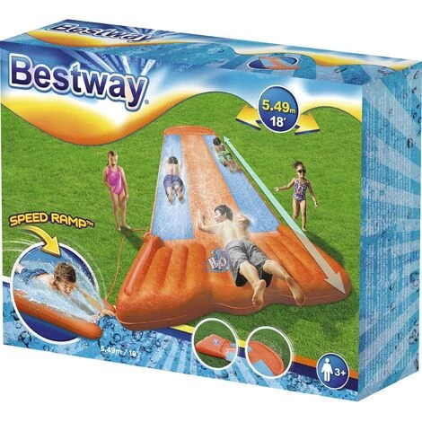 Toboggan à Trois Pistes Bestway H2OGO 5,49 Mtr. - Oranje 4 Toboggan à Trois Pistes Bestway H2OGO 5,49 Mtr. - Oranje – Image 2