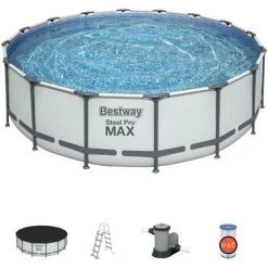 Piscine Hors-sol Tubulaire Bestway Steel Pro Max 488x122 Cm Épurateur à Cartouche De 5 678 L/H Bâche Et Échelle