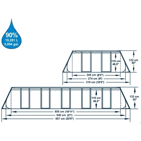 Piscine Hors-sol Tubulaire Bestway Power Steel 640x274x132 Cm Épurateur à Cartouche De 5 678 L/H Bâche Et Échelle 4 Piscine Hors-sol Tubulaire Bestway Power Steel 640x274x132 Cm Épurateur à Cartouche De 5 678 L/H Bâche Et Échelle – Image 2
