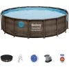 Piscine Hors-sol Tubulaire Bestway Power Steel Imitation Rotin 488x122 Cm Épurateur à Cartouche De 5 678 L/H Bâche Et Échelle -BESTWAY Soldes Boutique 53282186 1