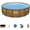 Piscine Hors Sol Tubulaire Bestway Power Steel Design Pierre Ø488x122 Cm Épurateur à Cartouche De 5.678 L/h Bâche, Échelle -BESTWAY Soldes Boutique 53282191 1