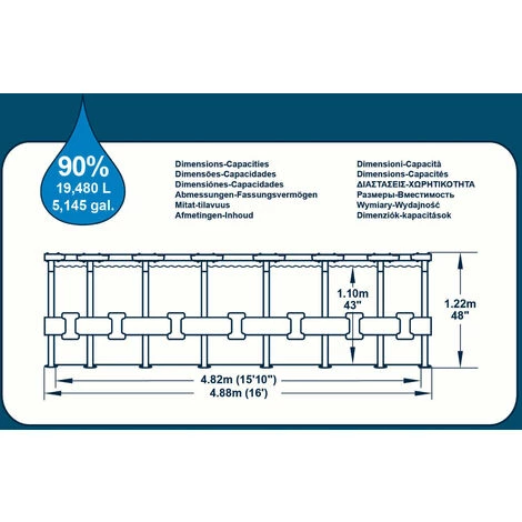 Piscine Hors Sol Tubulaire Bestway Power Steel Design Pierre Ø488x122 Cm Épurateur à Cartouche De 5.678 L/h Bâche, Échelle 4 Piscine Hors Sol Tubulaire Bestway Power Steel Design Pierre Ø488x122 Cm Épurateur à Cartouche De 5.678 L/h Bâche, Échelle – Image 2