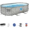Piscine Hors Sol Tubulaire Bestway Power Steel Design Pierre 427x250x100 Cm Épurateur à Cartouche De 2.006 L/h Bâche, Échelle -BESTWAY Soldes Boutique 53282198 1