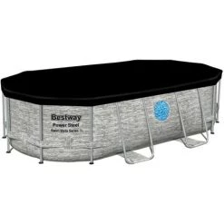 Piscine Hors Sol Tubulaire Bestway Power Steel Design Pierre 427x250x100 Cm Épurateur à Cartouche De 2.006 L/h Bâche, Échelle -BESTWAY Soldes Boutique 53282198 3