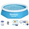 Pack BESTWAY Piscine Auto-portante Ronde - Fast Set - 244 X 61 Cm - Kit De Traitement De L'eau - Lot D'accessoires D'entretien - Bleu 2 Pack BESTWAY Piscine Auto-portante Ronde - Fast Set - 244 X 61 Cm - Kit De Traitement De L'eau - Lot D'accessoires D'entretien - Bleu -BESTWAY Soldes Boutique 54094923 1