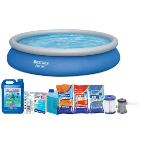 BESTWAY Pack Piscine Auto-portante - 457 X 84 Cm - 9677L - Berling'o - Algicide Ravatop 12 % - Produits Pour PH - Ecodoses TAC - Bleu 3 BESTWAY Pack Piscine Auto-portante - 457 X 84 Cm - 9677L - Berling'o - Algicide Ravatop 12 % - Produits Pour PH - Ecodoses TAC - Bleu