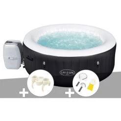 Kit Spa Gonflable Bestway Lay-Z-Spa Miami Rond Airjet 4 Places + Porte-gobelets + Kit De Nettoyage