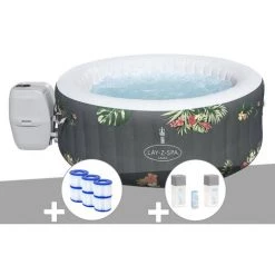 Kit Spa Gonflable Bestway Lay-Z-Spa Aruba Rond Airjet 2/3 Places + 6 Filtres + Kit Traitement Brome