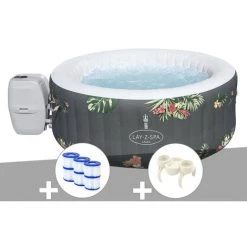 Kit Spa Gonflable Bestway Lay-Z-Spa Aruba Rond Airjet 2/3 Places + 6 Filtres + Porte-gobelets