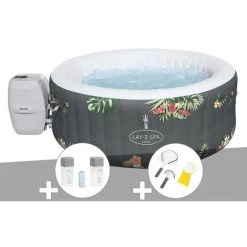 Kit Spa Gonflable Bestway Lay-Z-Spa Aruba Rond Airjet 2/3 Places + Kit Traitement Brome + Kit De Nettoyage