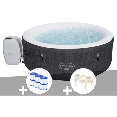 Kit Spa Gonflable Bestway Lay-Z-Spa Havana Rond Airjet 2/4 Places + 6 Filtres + Porte-gobelets 3 Kit Spa Gonflable Bestway Lay-Z-Spa Havana Rond Airjet 2/4 Places + 6 Filtres + Porte-gobelets