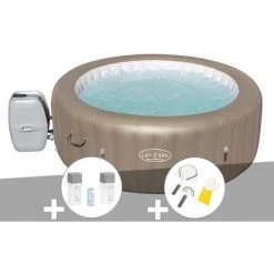 Kit Spa Gonflable Bestway Lay-Z-Spa Palm Springs Rond Airjet 4/6 Places + Kit Traitement Brome + Kit De Nettoyage