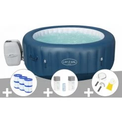 Kit Spa Gonflable Bestway Lay-Z-Spa Milan Rond Airjet Plus 4/6 Places + 6 Filtres + Kit Traitement Brome + Kit De Nettoyage