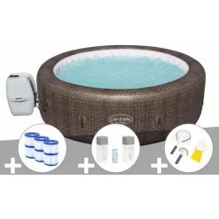 Kit Spa Gonflable Bestway Lay-Z-Spa St Moritz Rond Airjet 5/7 Places + 6 Filtres + Kit Traitement Brome + Kit De Nettoyage