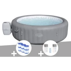 Kit Spa Gonflable Bestway Lay-Z-Spa Grenada Rond Airjet 6/8 Places + 6 Filtres + Kit Traitement Brome