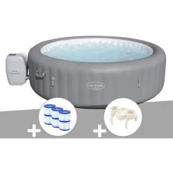 Kit Spa Gonflable Bestway Lay-Z-Spa Grenada Rond Airjet 6/8 Places + 6 Filtres + Porte-gobelets