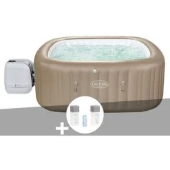 Kit Spa Gonflable Bestway Lay-Z-Spa Palma Carré Hydrojet Pro 5/7 Places + Kit Traitement Brome