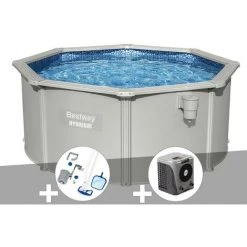 Kit Piscine Acier Ronde Bestway Hydrium 3,00 X 1,20 Cm + Kit D'entretien Deluxe + Pompe à Chaleur