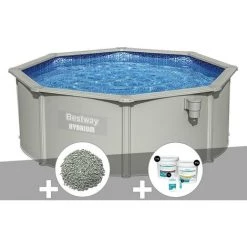 Kit Piscine Acier Ronde Bestway Hydrium 3,60 X 1,20 Cm + 10 Kg De Zéolite + Kit De Traitement Au Chlore