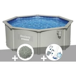 Kit Piscine Acier Ronde Bestway Hydrium 3,60 X 1,20 Cm + 10 Kg De Zéolite + Kit D'entretien Deluxe