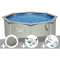 Kit Piscine Acier Ronde Bestway Hydrium 3,60 X 1,20 Cm + 10 Kg De Zéolite + Kit De Traitement Au Chlore + Kit D'entretien Deluxe