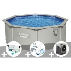 Kit Piscine Acier Ronde Bestway Hydrium 3,60 X 1,20 Cm + Kit De Traitement Au Chlore + Kit D'entretien Deluxe + Pompe à Chaleur