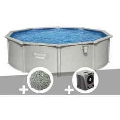 Kit Piscine Acier Ronde Bestway Hydrium 4,60 X 1,20 Cm + 10 Kg De Zéolite + Pompe à Chaleur